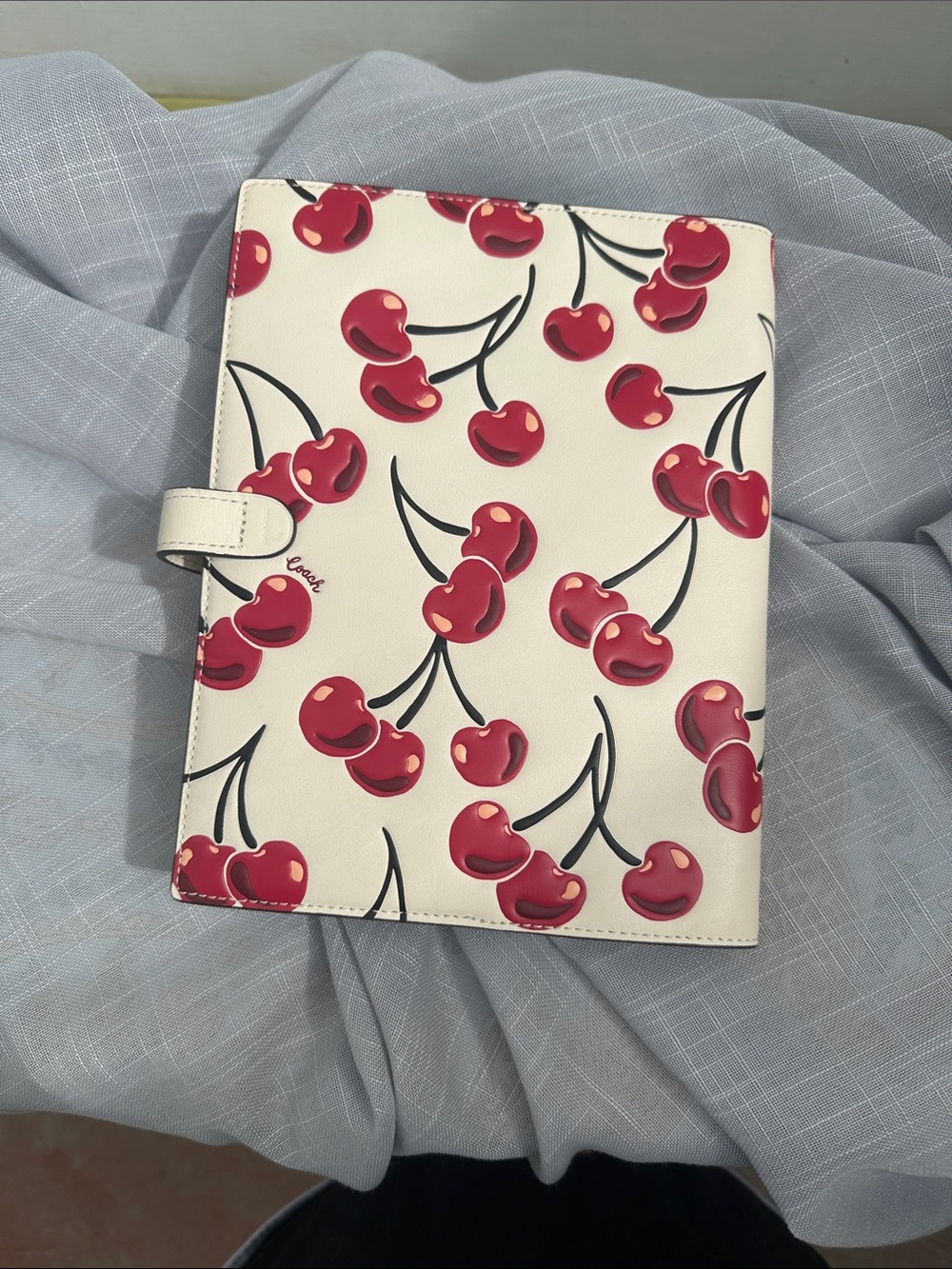 Coach Cream Cherry-Print Leather Refillable Notebook Cover with Paper - Picture 4 of 11